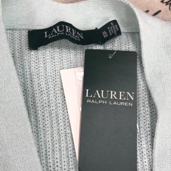 Lauren Ralph Lauren Ribbed Cotton Aqua Cardigan - Picture 5 of 6